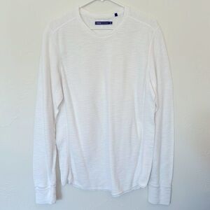 Vince Thermal Waffle Knit Long Sleeve White Crew Neck Pullover XL Mens